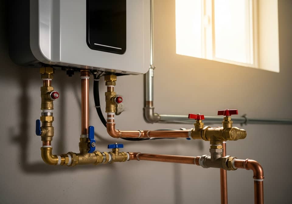Copper fittings on a new tankless water heater install